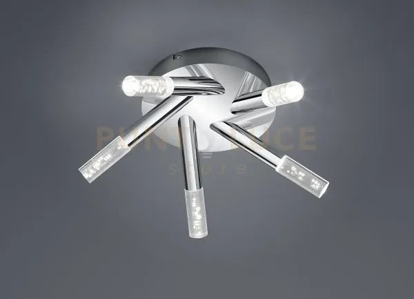 Bolsa plafoniera bagno led 5 luci cromo+diffore trasparente bolle. ...