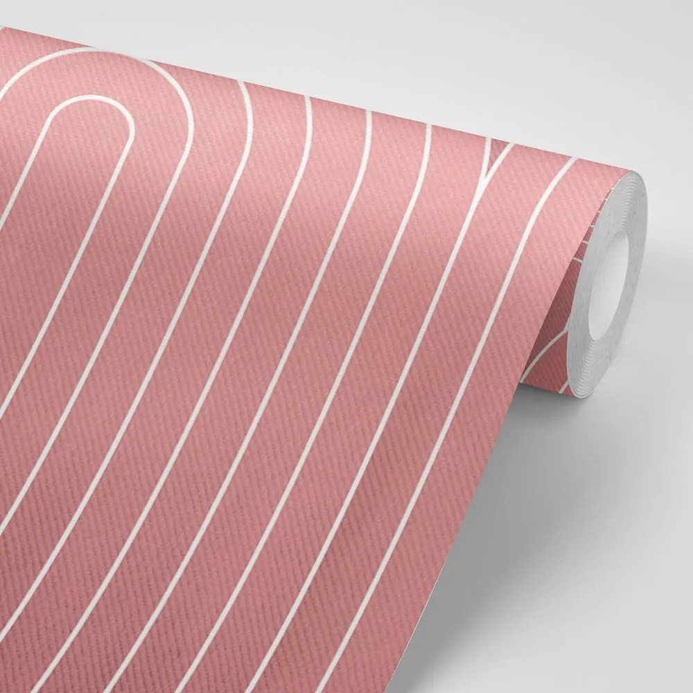 Carta da parati autoadesiva – Motivo arcobaleno Mid-Century rosa antico