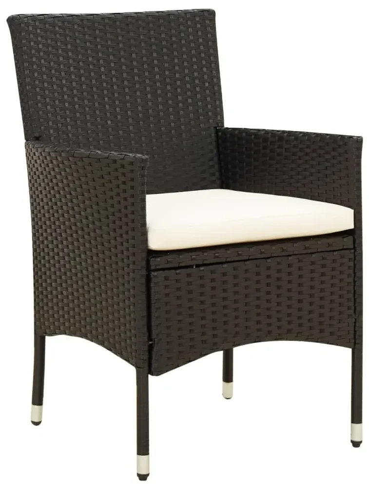 Set mobili da giardino 5 pz con cuscini in polyrattan nero