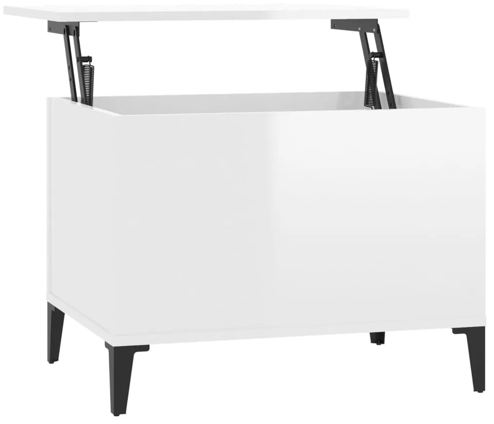 Tavolino salotto bianco lucido 60x44,5x45 cm legno multistrato