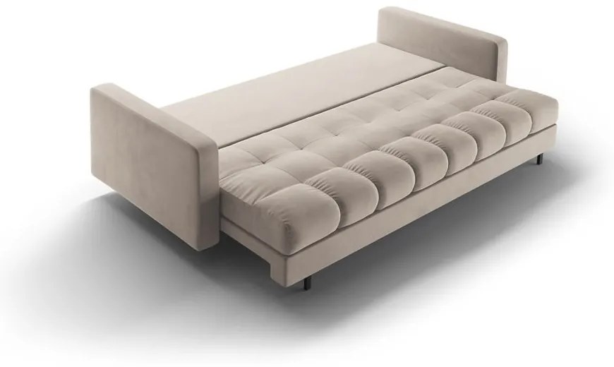 Divano beige allungabile/con contenitore con rivestimento in velluto 222 cm Bali – Cosmopolitan Design