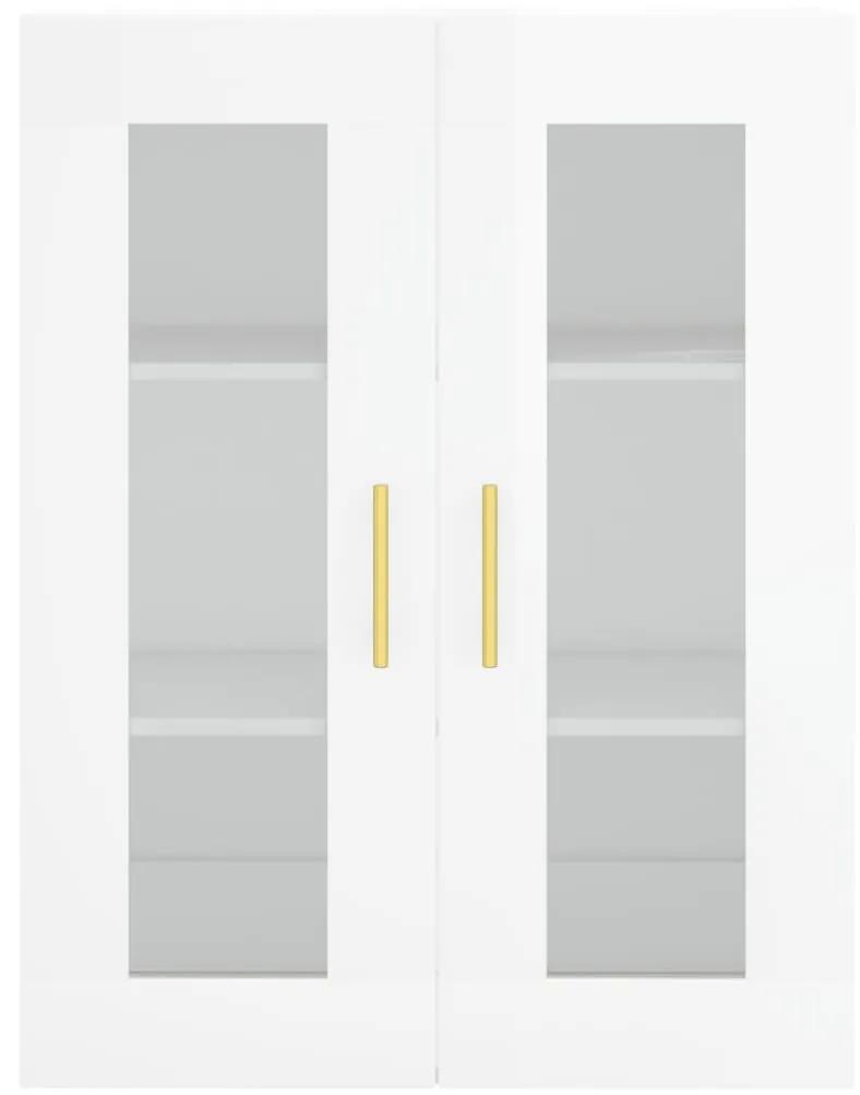 Credenza Bianco Lucido 69,5x34x180 cm in Legno Multistrato