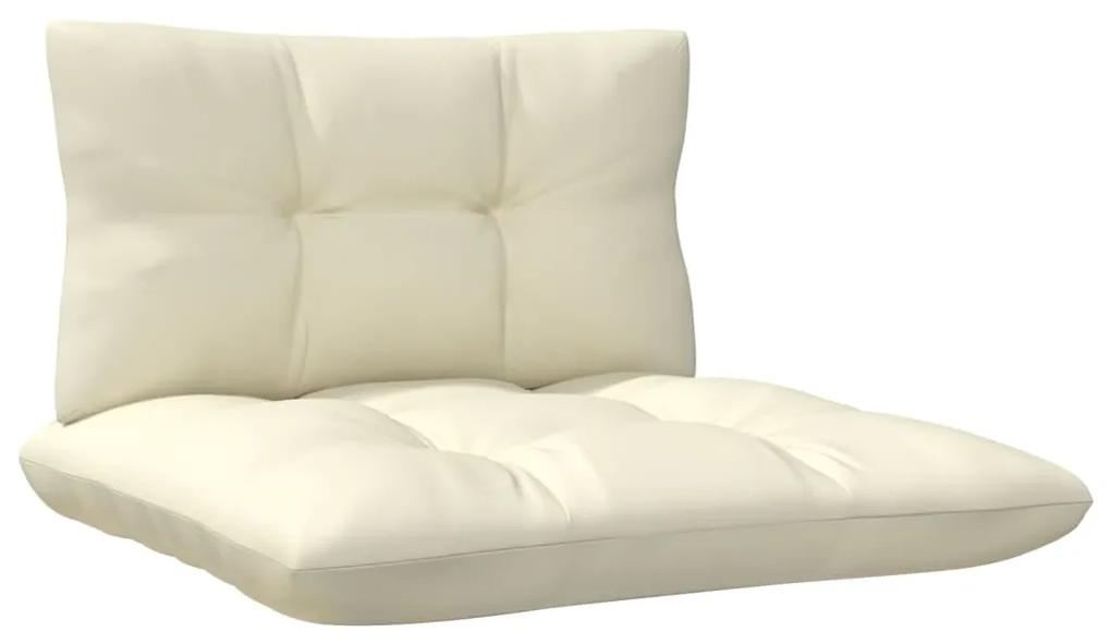 Set divani da giardino 6 pz con cuscini crema in legno di pino