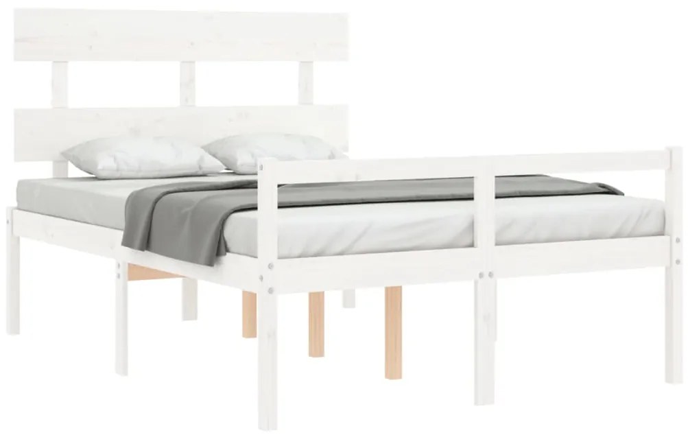 Letto per Anziani con Testiera Bianco Double in Legno Massello