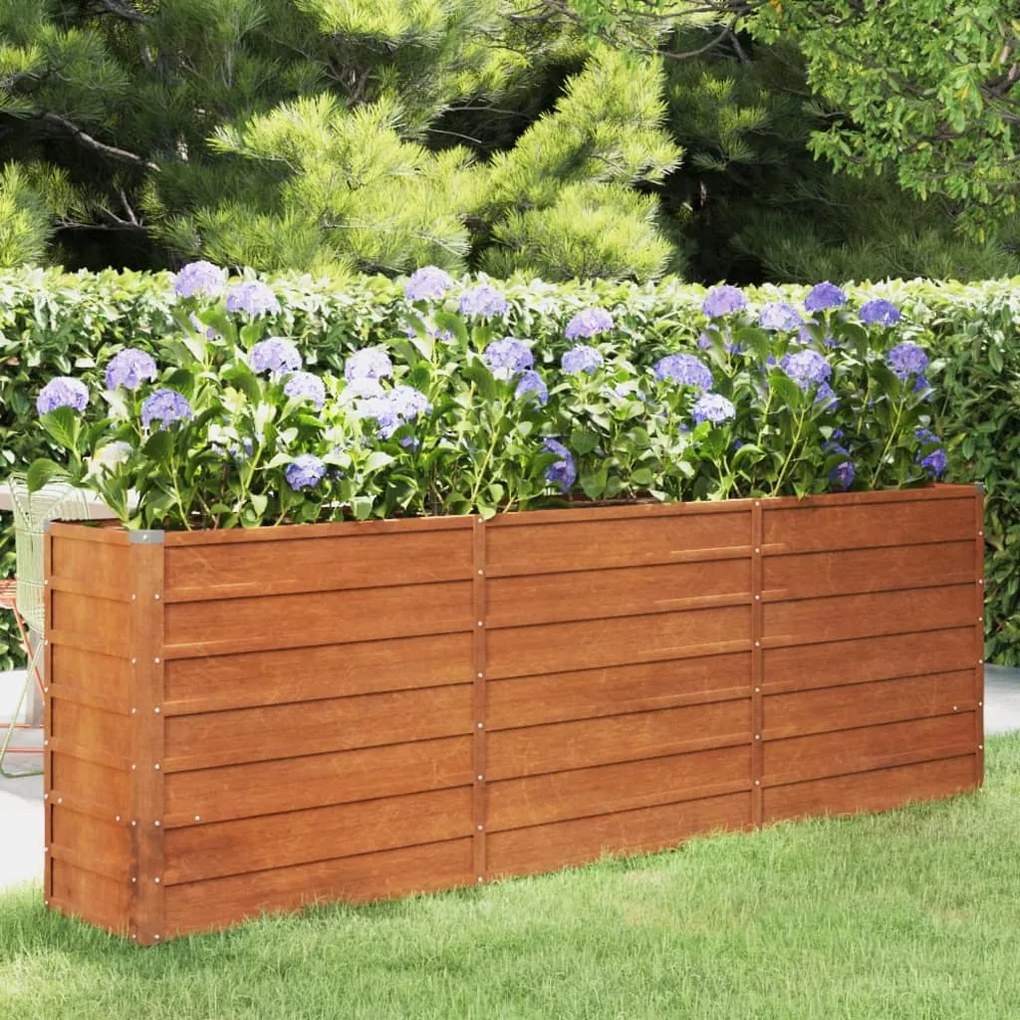 Letto Rialzato Da Giardino Ruggine 240x40x77 Cm Acciaio Corten /