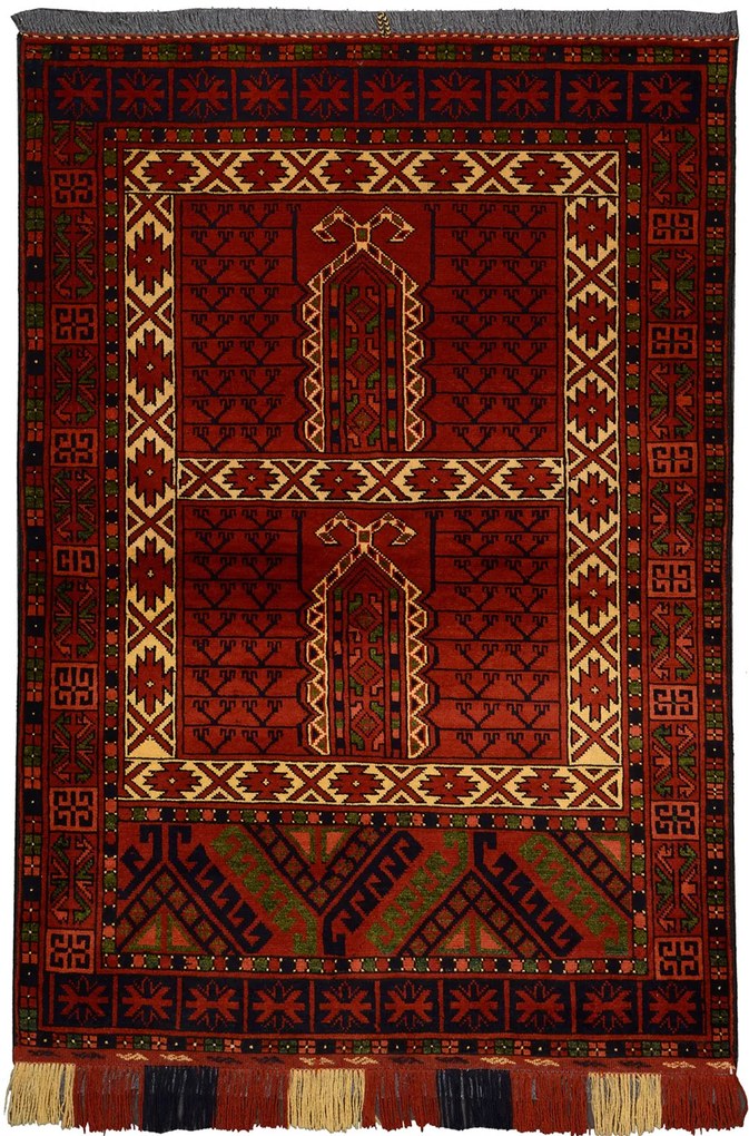 Turkmen Tappeto 150x100 Rosso (Afghanistan) Annodato A Mano