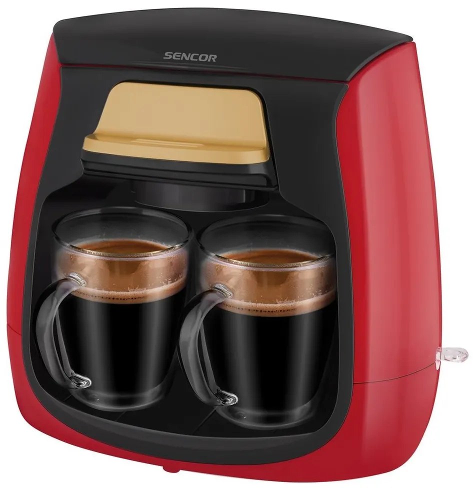 Sencor - Macchina da caffè con due tazze 500W/230V rosso/nero