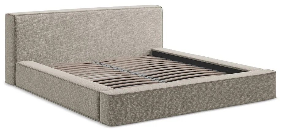 Letto matrimoniale imbottito grigio tortora con contenitore e rete inclusi 180x200 cm Noho – Makamii