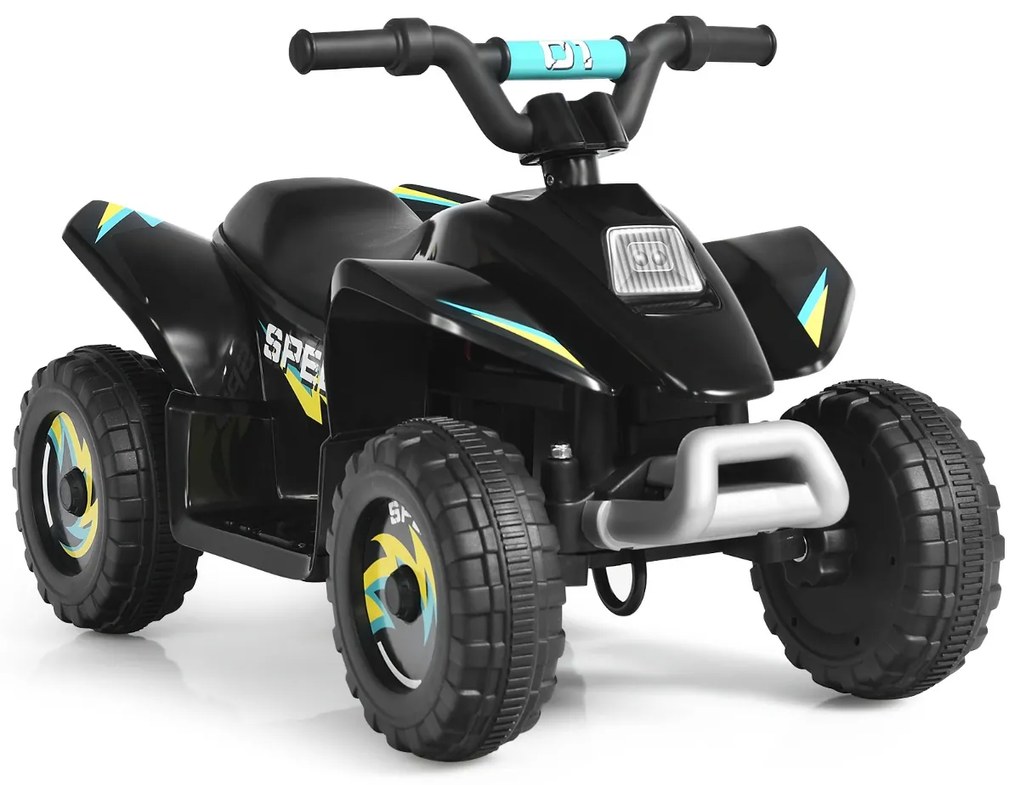 Costway Costway Quad cavalcabile alimentato a batteria 6V con velocità massima 4,6 km/h, Mini quad ATV per bambini Nero