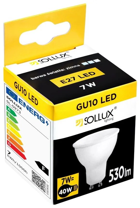Lampadina LED con luce neutra con presa GU10, 7 W – Sollux