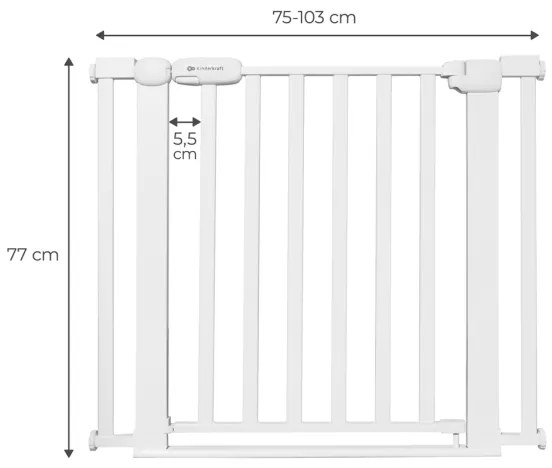 KINDERKRAFT - Barriera di sicurezza LOCK&amp;GO 75-103 cm bianco