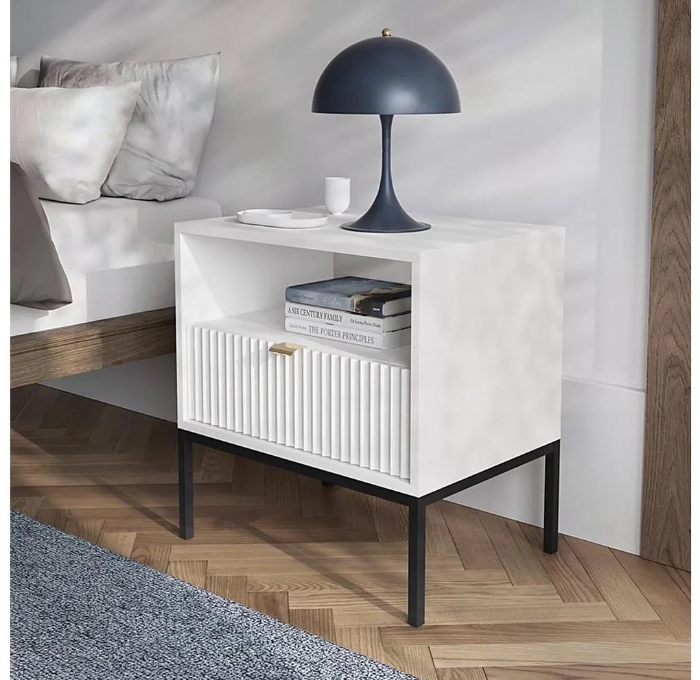 Comodino NOVA 56x54 cm bianco/nero