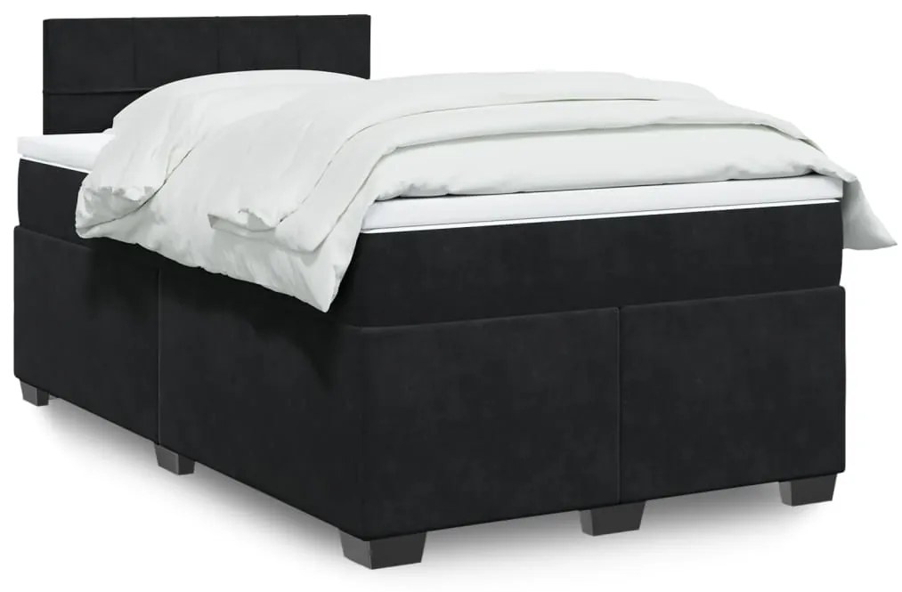 Giroletto A Molle Con Materasso Nero 120x190 Cm İn Velluto /