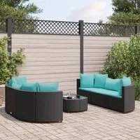 Set Divani da Giardino con Cuscini 7pz Nero Polyrattan 3308436