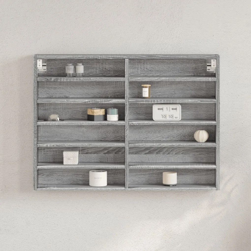 Armadietto vetrina grigio sonoma 80x8,5x58 cm legno multistrato