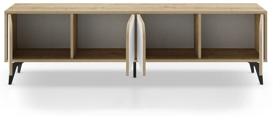 Tavolo TV in rovere decorato in bianco e naturale 180x51 cm Nola - Marckeric