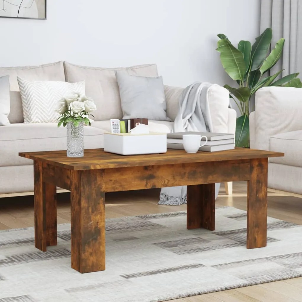 Tavolino Da Salotto Rovere Fumo 100x60x42 Cm Legno Multistrato /