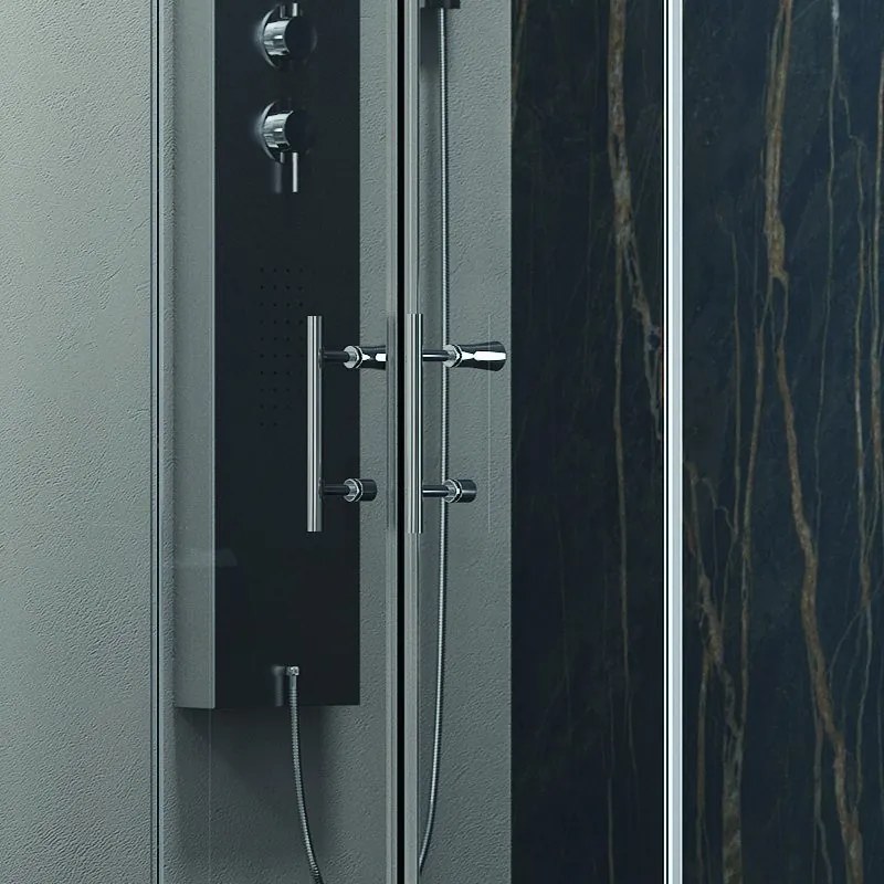 Kamalu - Cabina doccia 160x80 cm ad angolo laterale fisso 80cm con profili cromo |KF6000S