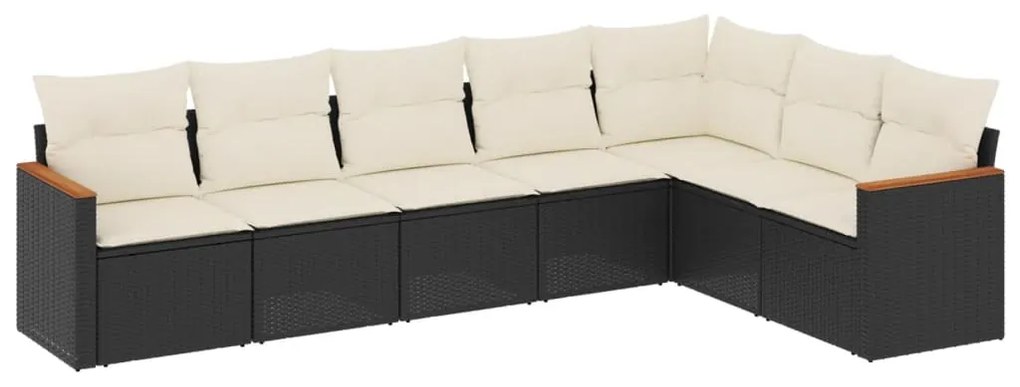 Set divani da giardino con cuscini 7pz nero polyrattan