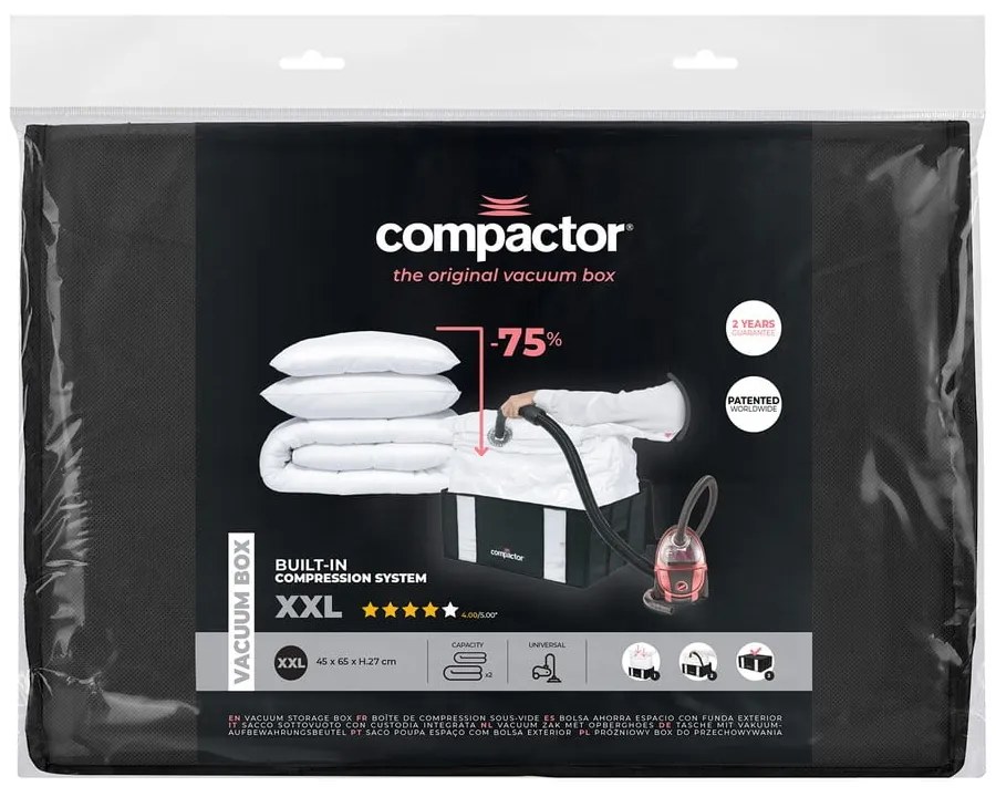 Scatola di stoccaggio nera con imballaggio sottovuoto Black Edition, volume 210 l - Compactor