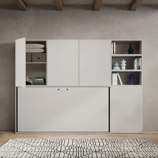 Letto NABOR singolo a scomparsa Bianco Frassino Composizione F