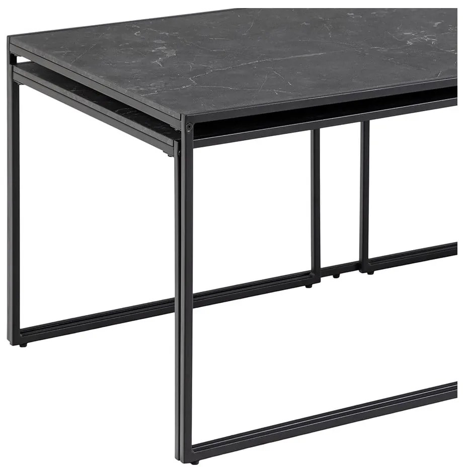 Set di tavolini da salotto color nero opaco con piano effetto marmo 3 pz 60x120 cm Infinity – Actona