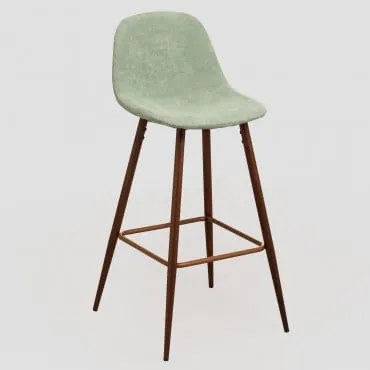 Sgabello Alto In Velluto A Coste Glamm Verde Menta & ↑75 Cm & Legno Scuro - Sklum