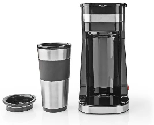 Nedis KACM300FBK - Macchina da caffè per una tazza 0,4 l con travel tazza