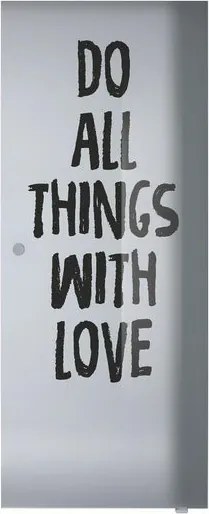Anta per porta scorrevole esterno muro Love in vetro nero serigrafato, L 88 x H 215 cm spessore 8 mm, apertura destra