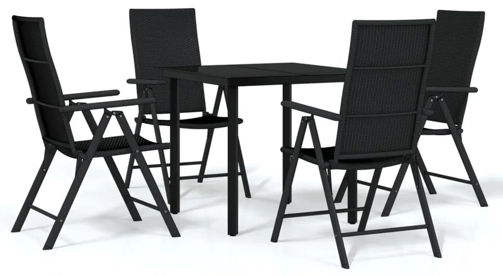 Set mobili da pranzo per giardino 5 pz nero