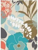 Florale Tapete Doyenne von Harlequin - Sky/ Olive/ Coral