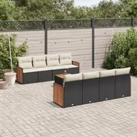 Set Divani da Giardino 9 pz con Cuscini Nero in Polyrattan 3227498