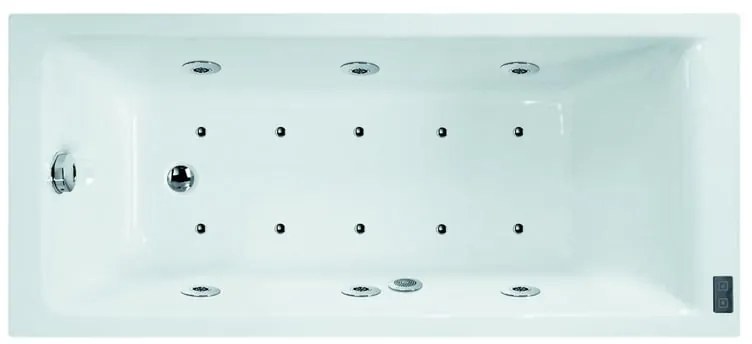 Vasca idromassaggio rettangolare Galaxy confort,bianco ,180, 180 cm, 16 bocchette, SANYCCES