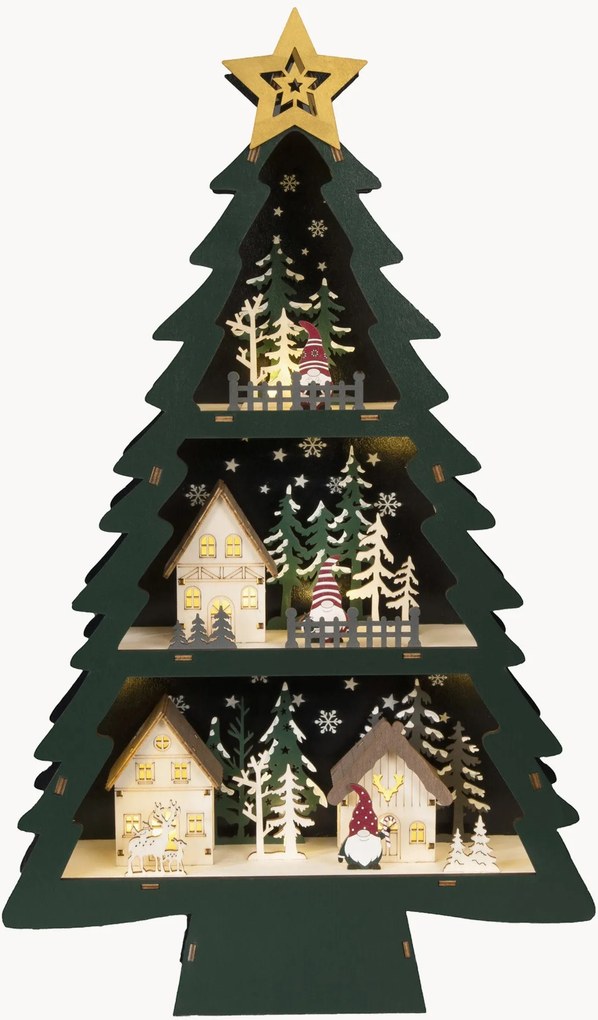Decorazione natalizia a LED in legno di pioppo con funzione timer Christmas Tree