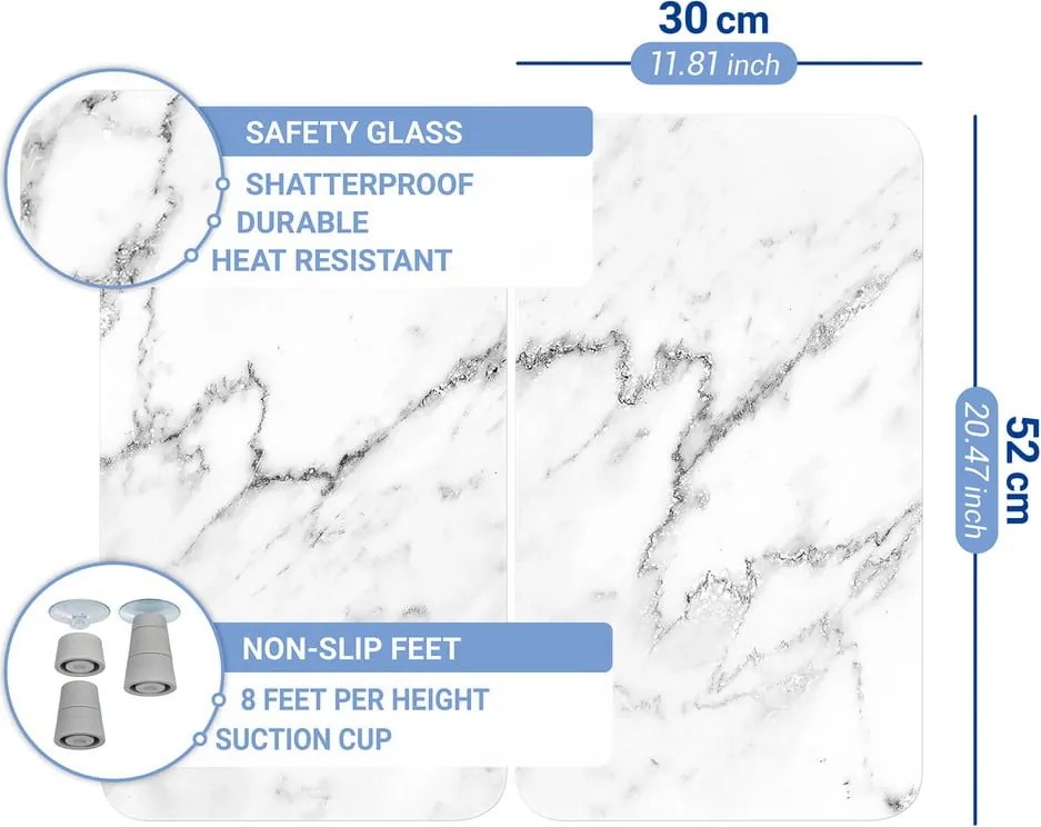 Set di 2 copri stufe in vetro, 52 x 30 cm Marble - Wenko