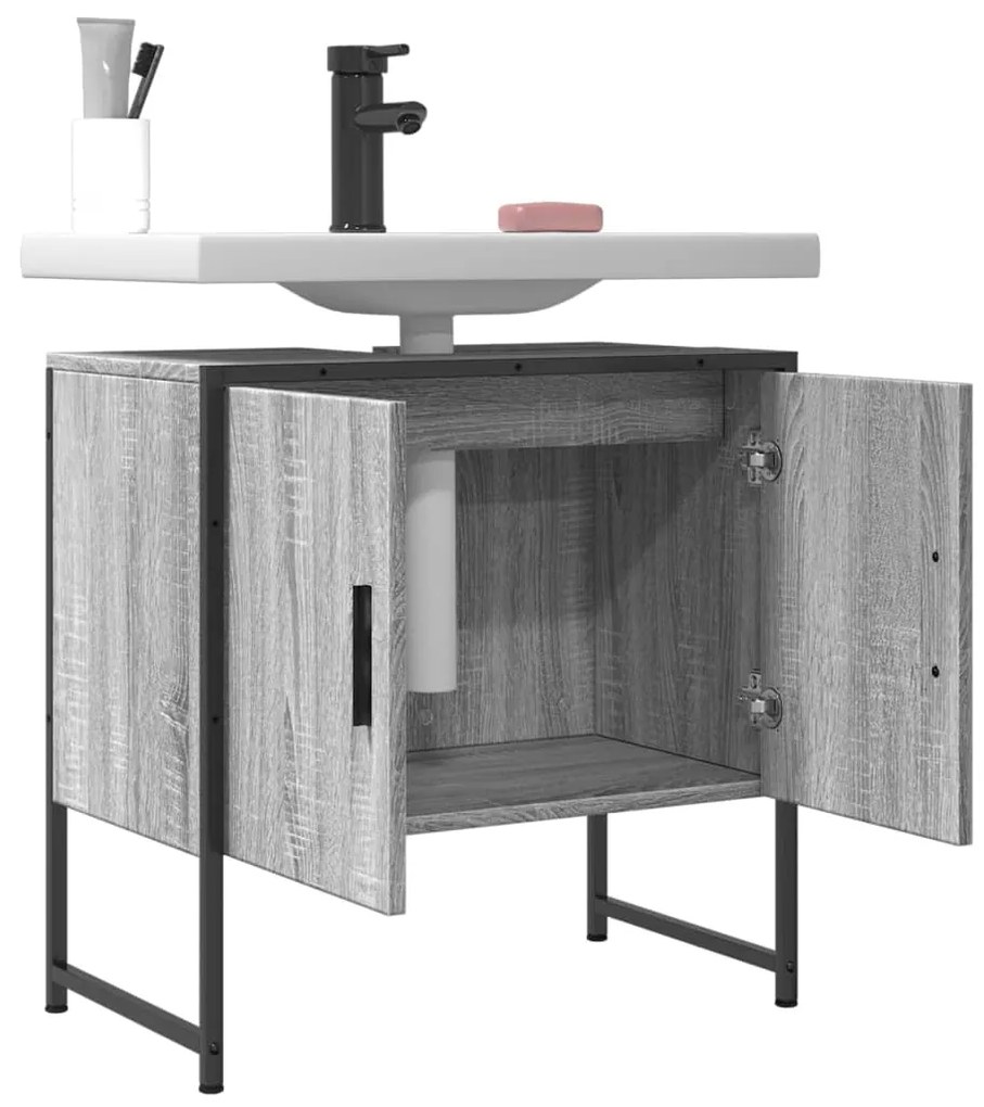 Mobile lavabo bagno grigio sonoma 60x33x60 cm legno multistrato