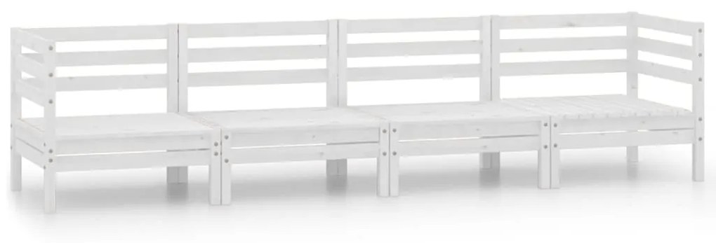 Set divani da giardino 4 pz bianco in legno massello di pino