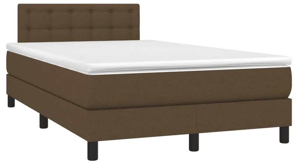 Letto a molle materasso e led marronescuro 120x190cm in tessuto