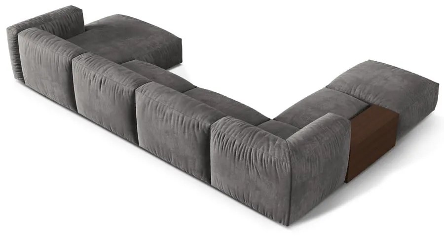 Divano angolare componibile grigio (con penisola a sinistra/a U) con rivestimento in velluto Martina – Micadoni