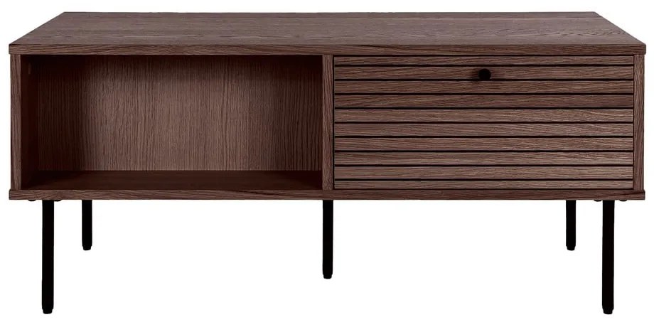 Tavolino da salotto marrone scuro con effetto rovere 50x100 cm Kyoto – House Nordic