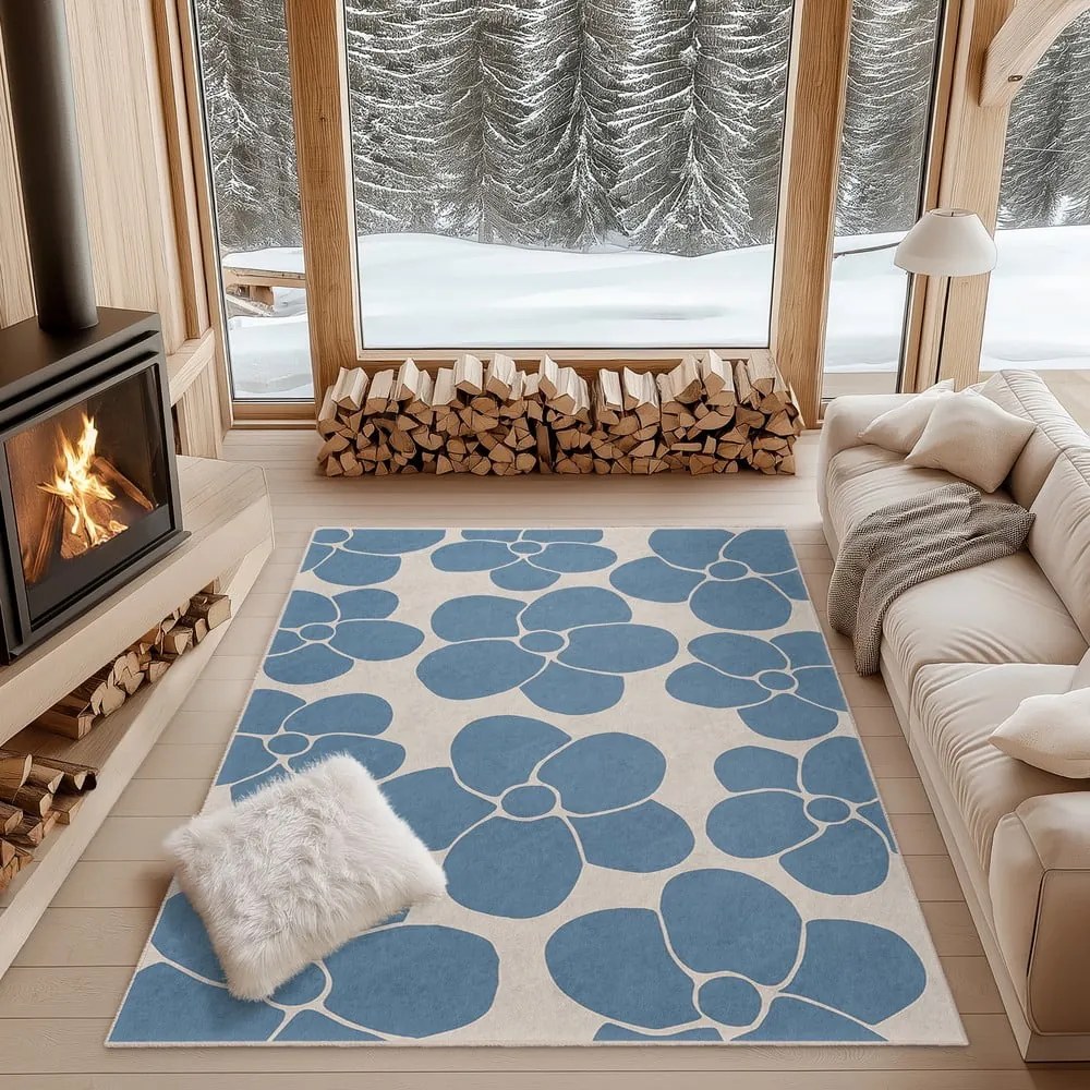 Tappeto blu lavabile 80x150 cm Blue Meadow – Mila Home