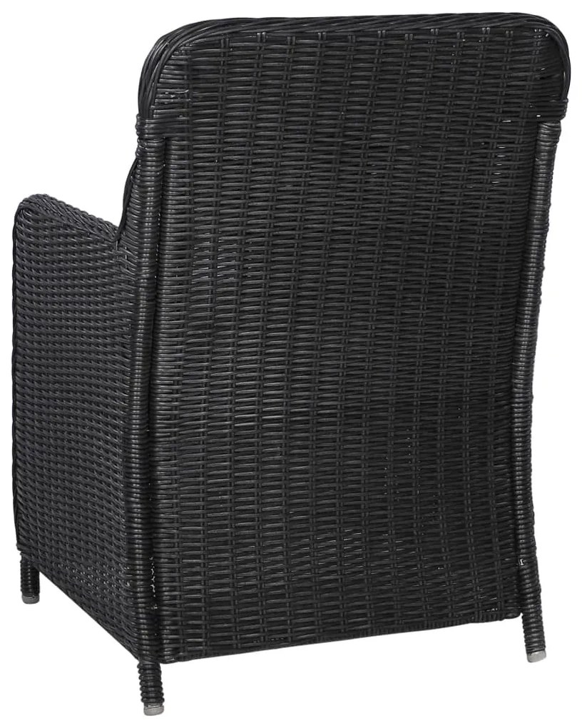 Set da pranzo da giardino 11 pz in polyrattan nero