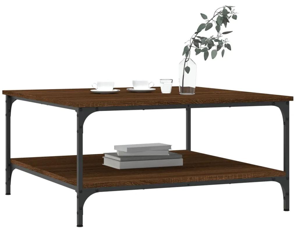 Tavolino da salotto rovere marrone 80x80x40cm legno multistrato