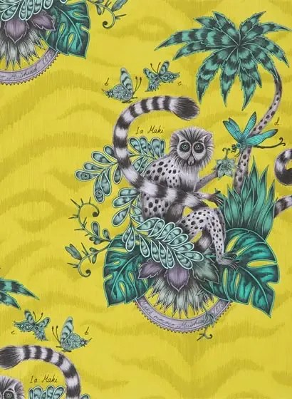 Clarke & Clarke Carta da parati Lemur - Lime