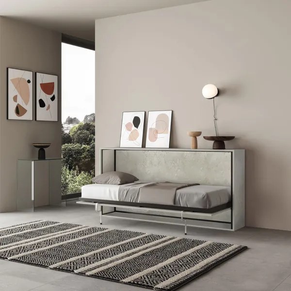 Letto singolo a scomparsa orizzontale NABOR Grigio 200x39xh97 cm