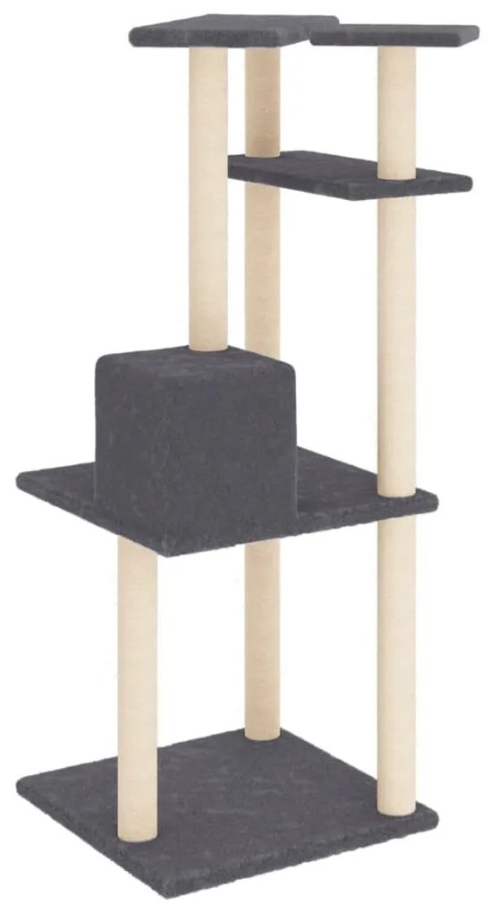 Albero per gatti con tiragraffi in sisal grigio scuro 123 cm
