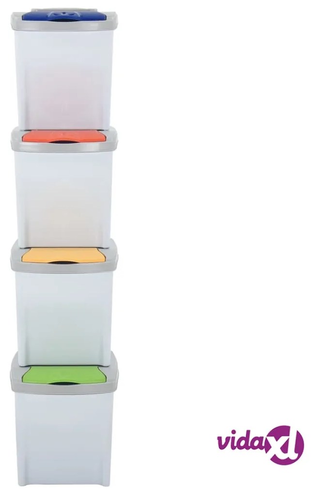 vidaXL Pattumiere Impilabili 4 pz 80 L Bianco