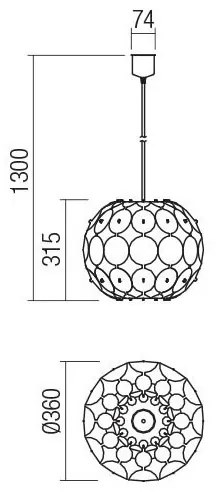 Redo 01-1508 - Lampadario a sospensione con filo ODEON 1xE27/42W/230V diametro 36 cm oro