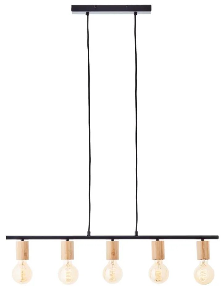 Brilliant - Lampadario a sospensione KERRY su cavo 5xE27/40W/230V nero/bambù