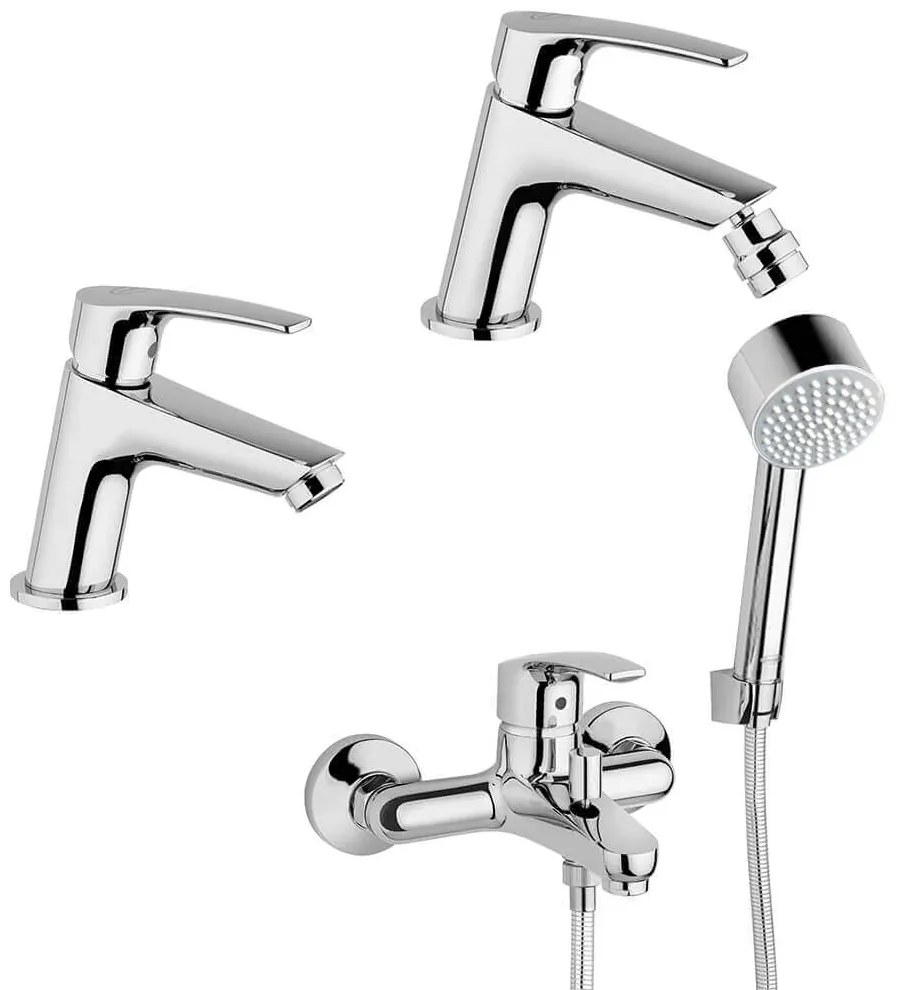 Miscelatori in set Lucente Jacuzzi |rubinetteria lavabo e bidet per piletta click clack con gruppo vasca